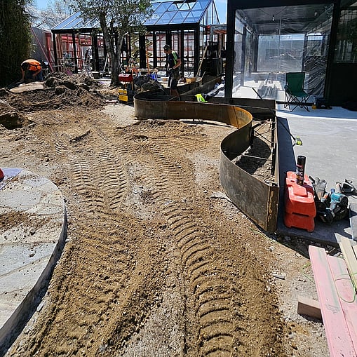 Ultrascape team levelling a landscape site in Rotorua