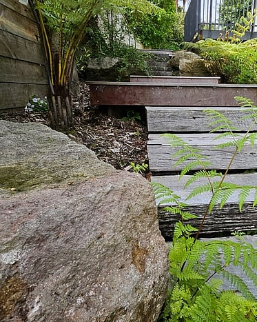 Natural Rock and Boulder landscaped garden for a home in Rotorua