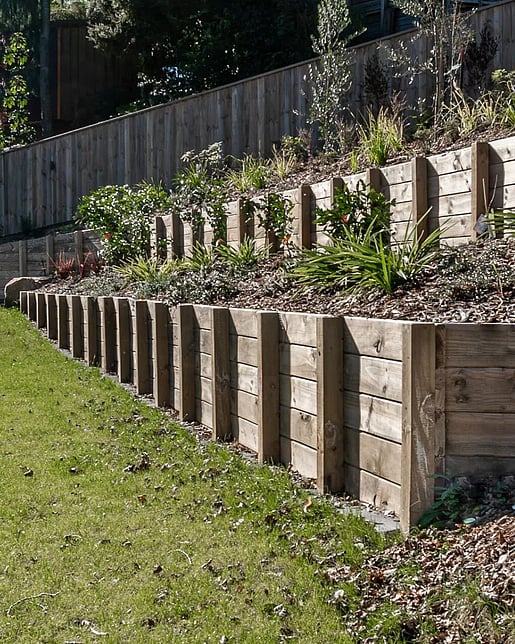 Rotorua retaining wall built with timber