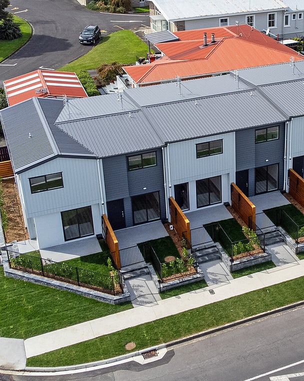 Aerial shot of terraced housing project