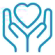 Social work icon of hands holding a heart