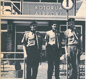 Air Scouts at opening of new Rotorua Airport 1964. Published in Rotorua Photo News, Oct 24th edition, Photographer Michael Burton.
