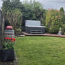 View of spa pool area from garden