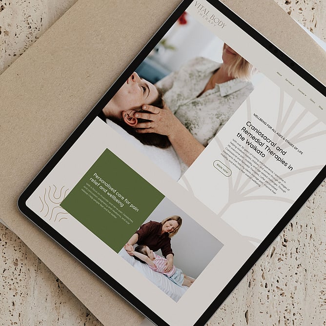 Branding for Vital Body Therapy. Creative Box Graphic Designer New Zealand