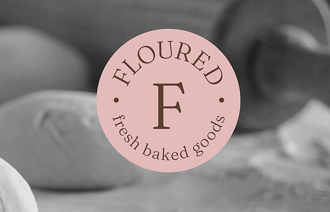 Image of the dusty pink Floured logo. Image for the 3 Quick tips for creating & using your brand colours amazingly blog post by Creative Box. New Zealand