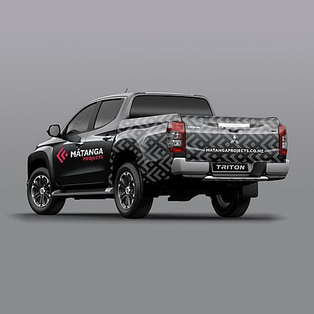 A Mitsubishi Triton Ute with Matanga Projects Branding on it