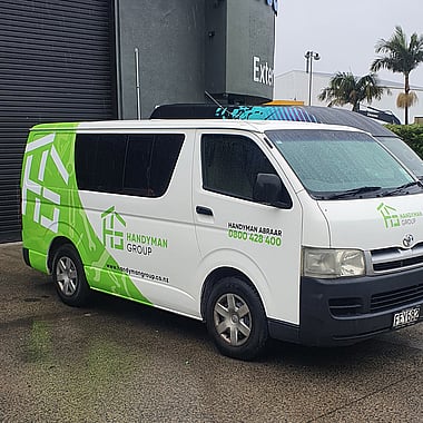 Full van wrap with business branding in Hamilton