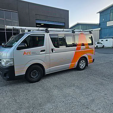 Vehicle graphics applied to commercial van in Hamilton
