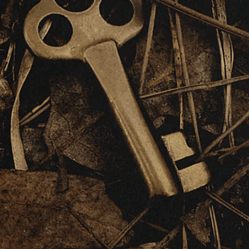 A bronze key hidden in some brown leaves for Children's
Studies Bible Course