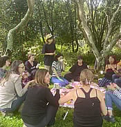 Enjoying homemade herbal tea and sweet treats at Arcus venue and day retreat near Te Horo, Waikanae, Otaki