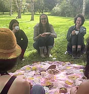 Yummy sweet treats shared in circle at Arcus venue and day retreat next door to Ruth Pretty's place