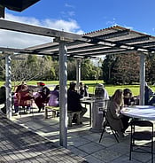 Casual outdoor dining at Arcus events venue on Kapiti Coast