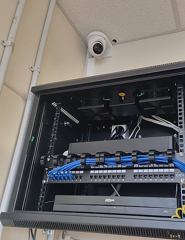 Security camera install by commercial and industrial electrician in Hamilton