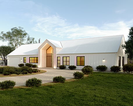 Image of Alabaster Barn Style Home Plan. Whitechurch Construction, Waikato residential builders.