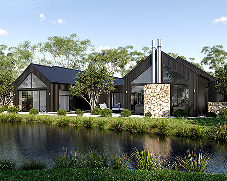 Whitechurch Construction, Waikato residential builders. Image of Fernie H Shaped Home Plan.