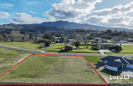Image of Lot 213 at Amber Views, Collinson Street Subdivision, Pirongia. House & Land Packages available with Whitechurch Construction, quality Waikato builders.