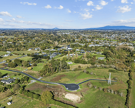 Rural views and outline of the Newstead House & Land Package section available with Whitechurch Construction at 161 State Highway 26, Morrinsville, Waikato. 