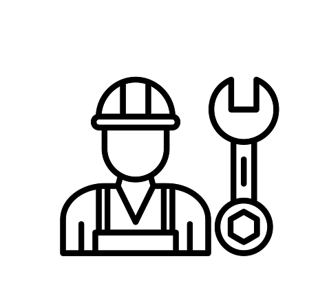 wire sketch of a professional installer with a tool