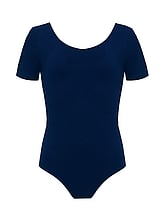Short Sleeve Ballet Leotard with Wide scoop neck Navy