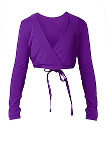 Long Sleeve ballet crossover top in Grape Purple with ties