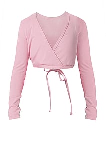 Long Sleeve Crossover ballet cardigan top with ties in Dusky Pink
