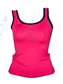Tank style Jazz Singlet in Raapberry Pink with Black Edging on Sleeves and Keyhole back