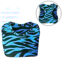 Dance Croptop with Racerback Muscleback in Turquoise Zebra Print