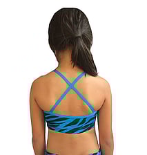Dance Croptop in Turquoise blue Zebra print with crossed back straps