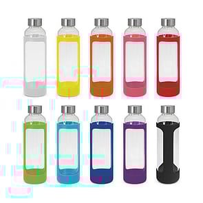Venus 600ml Bottle - GLASS with SILCONE SLEEVE-Price $20 eachMinimum Order 50 applies-Note: Price excludes Logo