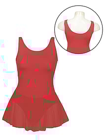 Tank Sleeved Leotard Dress in Red with Scooped Neck