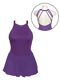 Halter Neck Ballet Leotard Dress in Grape Purple