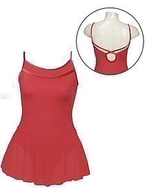 thin strap ballet leotard dress in red with keyhole back