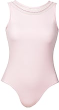 Sleeveless Ballet leotard with a slight round pearl U-neck Pink
