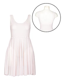 sleeveless ballet leotard dress in white with scoop neck