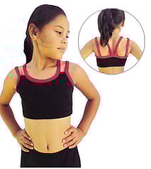 Black dance croptop with double straps in red