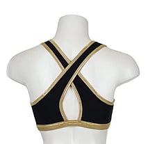 Tank style Jazz Singlet in Black with Cerise Edging on Sleeves and Crossed back