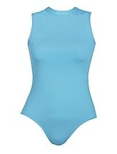Sleeveless Ballet Leotard Plain Turquoise with round neck