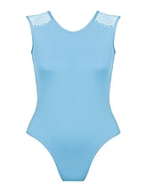 Wide Strap Ballet Leotard with round neck line Blue 