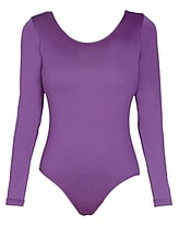 Long Sleeve Ballet Leotard with slight round V-neck line Purple