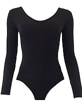 Long Sleeve Ballet Leotard with scoop neck Black
