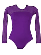 Long Sleeve Ballet Leotard with slight round V-neck line Purple