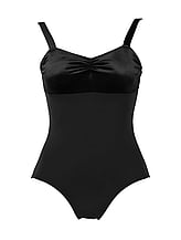 Wide Strap Sleeve Ballet leotard with V-neck line Black