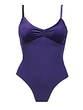 Spaghetti Strap Ballet Leotard wide V-neck shape plain Navy