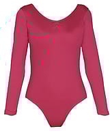 Long Sleeve Ballet Leotard with Scoop neck plain Dark Raspberry