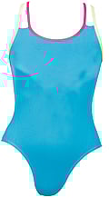 Sleeveless Ballet leotard with Pink wide U-Neck Shape the straps White and the rest Turquoise