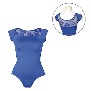 Cap Sleeve Ballet Leotard with Lace neck line
