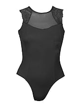 Cap Sleeve Ballet Leotard with Font top cover lace and bottom plain Blue