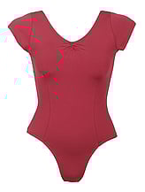 Cap Strap Ballet leotard with slight Scoop V-neck plain Burgundy