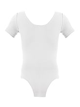 Short Sleeve White Ballet Leotard with Scoop neck