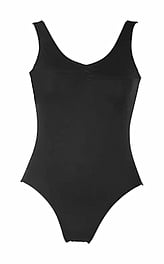 Wide Strap Ballet Leotard with a Wide V-Neck Black